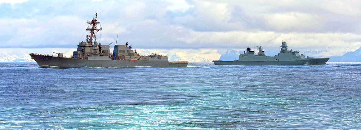 USS Thomas Hudner (DDG 116), conducts a passing exercise with the Iver Huitfeldt-class frigate HDMS Iver Huitfeldt (F361), during an At-Sea Demonstration (ASD) / Formidable Shield (FS) 2025, May 7, 2025.